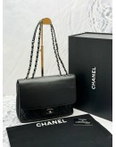 2018 CHANEL SEASONAL FLAP SHOULDER AND CROSSBODY BAG IN BLACK CAVIAR LEATHER -FULL SET-