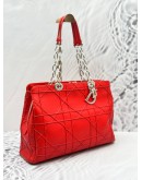 2016 CHRISTIAN DIOR SHOPPING TOTE BAG IN RED CANNAGE LAMBSKIN LEATHER