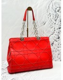 2016 CHRISTIAN DIOR SHOPPING TOTE BAG IN RED CANNAGE LAMBSKIN LEATHER