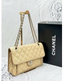 2012 CHANEL FRENCH RIVIERA FLAP SHOULDER BAG IN BEIGE CAVIAR LEATHER -FULL SET-
