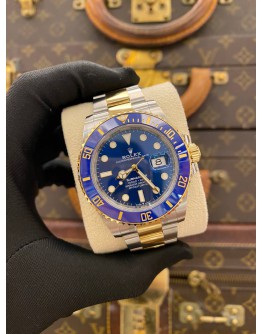 (UNUSED) 2023 ROLEX SUBMARINER DATE REF 126613LB HALF 18K 750 YELLOW GOLD BLUE DIAL 41MM AUTOMATIC WATCH -FULL SET-
