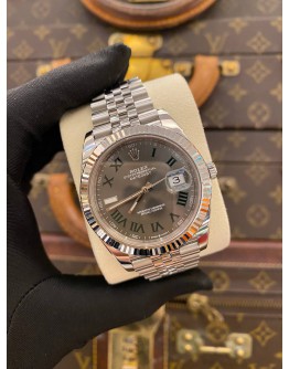 (LIKE NEW) 2021 ROLEX DATEJUST 41 REF 126300 JUBILEE RARE GREEN ROMAN NUMERALS DIAL 41MM AUTOMATIC WATCH