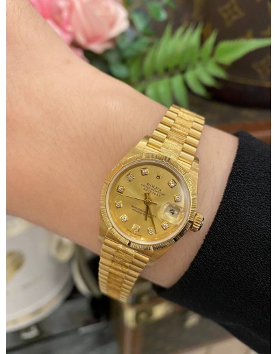 (LIKE NEW) ROLEX LADY DATEJUST 26 REF 79278 18K 750 YELLOW GOLD DIAMOND DIAL 26MM AUTOMATIC WATCH