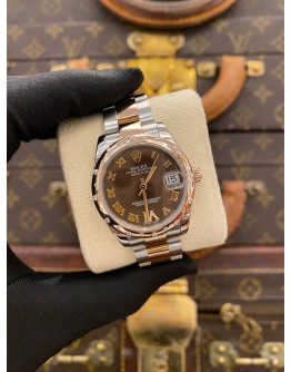 (UNUSED) 2016 ROLEX DATEJUST 31 REF 178341 18K 750 ROSE GOLD CHOCOLATE DIAMOND DIAL ROMAN NUMERALS 31MM AUTOMATIC WATCH -FULL SET-