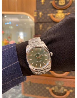(BRAND NEW) 2017 ROLEX AIR KING OYSTER PERPETUAL 34 REF 114200 OLIVE GREEN DIAL 34MM AUTOMATIC WATCH -FULL SET-
