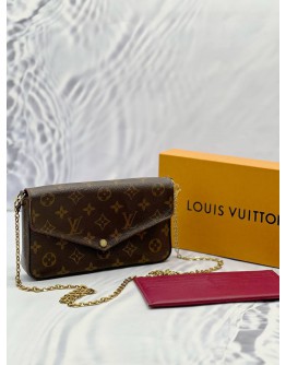 LOUIS VUITTON FELICIE FLAP BAG IN BROWN MONOGRAM CANVAS 