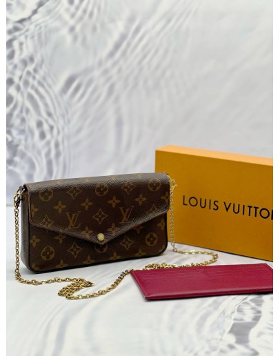 LOUIS VUITTON FELICIE FLAP BAG IN BROWN MONOGRAM CANVAS 