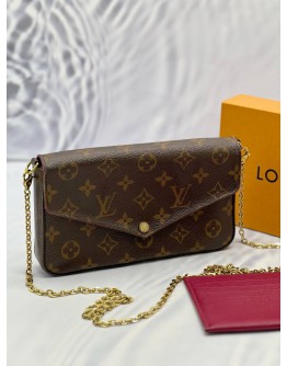 LOUIS VUITTON FELICIE FLAP BAG IN BROWN MONOGRAM CANVAS 
