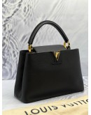 (LIKE NEW) LOUIS VUITTON CAPUCINES PM BAG IN BLACK TAURILLON LEATHER 