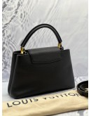 (LIKE NEW) LOUIS VUITTON CAPUCINES PM BAG IN BLACK TAURILLON LEATHER 