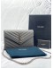 (LIKE NEW) YSL SAINT LAURENT CASSANDRA LEATHER CHAIN WALLET IN GREY SHW -FULL SET-