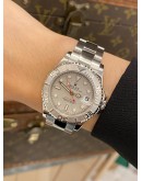 (LIKE NEW) 2015 ROLEX YACHT-MASTER REF 168622 SILVER DIAL 35MM AUTOMATIC WATCH -FULL SET-