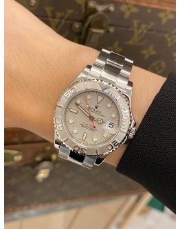 (LIKE NEW) 2015 ROLEX YACHT-MASTER REF 168622 SILVER DIAL 35MM AUTOMATIC WATCH -FULL SET-