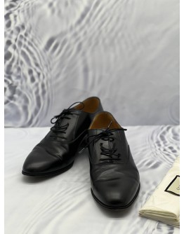 GUCCI BLACK LEATHER LOAFER DOUBLE G OXFORD SIZE 7 