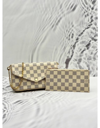 LOUIS VUITTON FELICIE POCHETTE IN WHITE DAMIER AZUR CANVAS