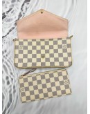 LOUIS VUITTON FELICIE POCHETTE IN WHITE DAMIER AZUR CANVAS