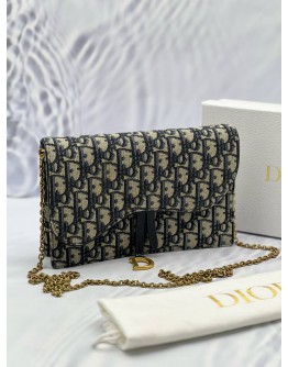 (LIKE NEW) CHRISTIAN DIOR SADDLE FLAP POUCH WITH CHAIN -FULL SET-