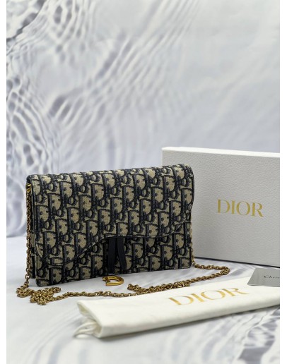 (LIKE NEW) CHRISTIAN DIOR SADDLE FLAP POUCH WITH CHAIN -FULL SET-