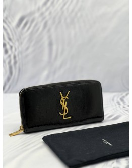 YSL SAINT LAURENT LOGO ROUND ZIPPER LONG WALLET 