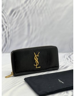YSL SAINT LAURENT LOGO ROUND ZIPPER LONG WALLET 