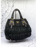 (LIKE NEW) PRADA TESSUTO GAUFRE BLACK TOTE BAG WITH STRAP