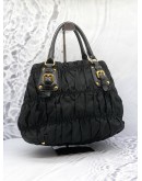 (LIKE NEW) PRADA TESSUTO GAUFRE BLACK TOTE BAG WITH STRAP