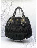 (LIKE NEW) PRADA TESSUTO GAUFRE BLACK TOTE BAG WITH STRAP