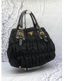 (LIKE NEW) PRADA TESSUTO GAUFRE BLACK TOTE BAG WITH STRAP