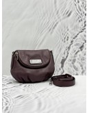 MARC BY MARC JACOBS NATASHA MINI CROSSBODY BAG IN DARK PURPLE PEBBLED LEATHER 