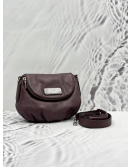MARC BY MARC JACOBS NATASHA MINI CROSSBODY BAG IN DARK PURPLE PEBBLED LEATHER 