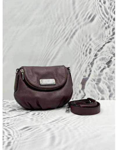 MARC BY MARC JACOBS NATASHA MINI CROSSBODY BAG IN DARK PURPLE PEBBLED LEATHER 