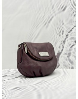 MARC BY MARC JACOBS NATASHA MINI CROSSBODY BAG IN DARK PURPLE PEBBLED LEATHER 