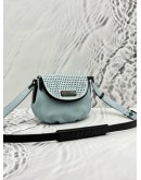 MARC BY MARC JACOBS NATASHA MINI CROSSBODY BAG IN LIGHT BLUE AND BLACK PEBBLED LEATHER