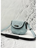 MARC BY MARC JACOBS NATASHA MINI CROSSBODY BAG IN LIGHT BLUE AND BLACK PEBBLED LEATHER