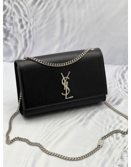 (LIKE NEW) YSL SAINT LAURENT KATE SILVER CHAIN BAG 