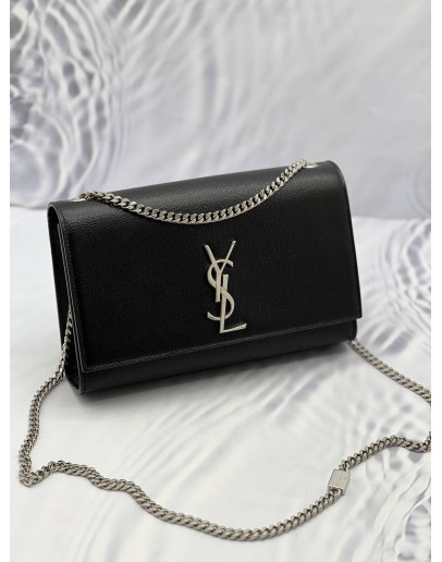 (LIKE NEW) YSL SAINT LAURENT KATE SILVER CHAIN BAG 