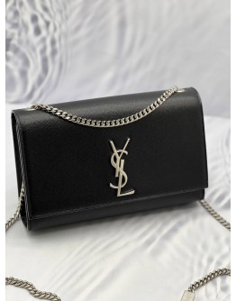 (LIKE NEW) YSL SAINT LAURENT KATE SILVER CHAIN BAG 