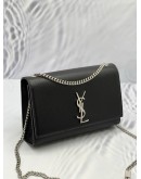 (LIKE NEW) YSL SAINT LAURENT KATE SILVER CHAIN BAG 