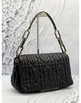 (LIKE NEW) DIOR BLACK CANNAGE LEATHER SHOULDER BAG 