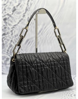 (LIKE NEW) DIOR BLACK CANNAGE LEATHER SHOULDER BAG 