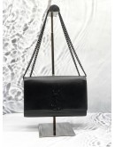 (LIKE NEW) YSL SAINT LAURENT MEDIUM KATE IN BLACK PEBBLED LEATHER CHAIN BAG