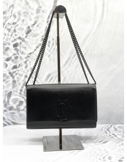 (LIKE NEW) YSL SAINT LAURENT MEDIUM KATE IN BLACK PEBBLED LEATHER CHAIN BAG