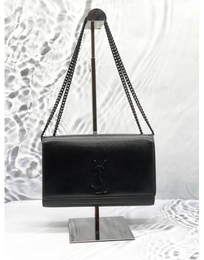 (LIKE NEW) YSL SAINT LAURENT MEDIUM KATE IN BLACK PEBBLED LEATHER CHAIN BAG