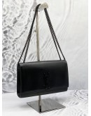 (LIKE NEW) YSL SAINT LAURENT MEDIUM KATE IN BLACK PEBBLED LEATHER CHAIN BAG