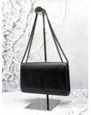 (LIKE NEW) YSL SAINT LAURENT MEDIUM KATE IN BLACK PEBBLED LEATHER CHAIN BAG