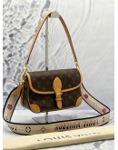 (LIKE NEW) MICROCHIP LOUIS VUITTON DIANE BROWN MONOGRAM CANVAS / LEATHER TRIM WITH FUCHSIA REMOVABLE STRAP 