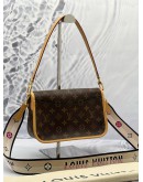(LIKE NEW) MICROCHIP LOUIS VUITTON DIANE BROWN MONOGRAM CANVAS / LEATHER TRIM WITH FUCHSIA REMOVABLE STRAP 