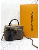 (LIKE NEW) 2023 MICROCHIP LOUIS VUITTON VANITY PM MONOGRAM REVERSE CANVAS WITH LONG STRAP -FULL SET-
