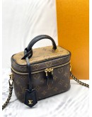 (LIKE NEW) 2023 MICROCHIP LOUIS VUITTON VANITY PM MONOGRAM REVERSE CANVAS WITH LONG STRAP -FULL SET-