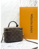 (LIKE NEW) 2023 MICROCHIP LOUIS VUITTON VANITY PM MONOGRAM REVERSE CANVAS WITH LONG STRAP -FULL SET-